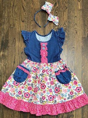 Eleanor Rose Dress with Headband size 6/7